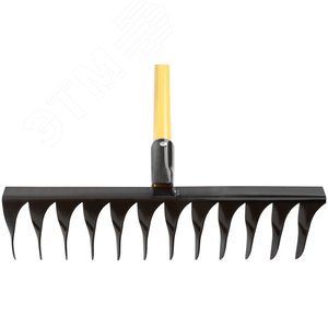 Грабли с желтым метализированным черенком, витой зуб, 12 зубьев - фото 3