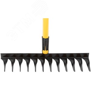Грабли с желтым метализированным черенком, витой зуб, 12 зубьев - фото 4