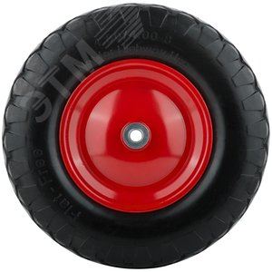 Колесо запасное полиуретановое 380х65 мм (PU 4.00-8), подшипники 16 мм, для тачек 77611 , 77612 - фото 2