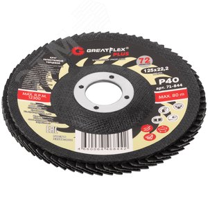 Круг лепестковый торцевой GreatFlex Plus (72 лепестка): 125x22,2 мм, P40 - фото 2