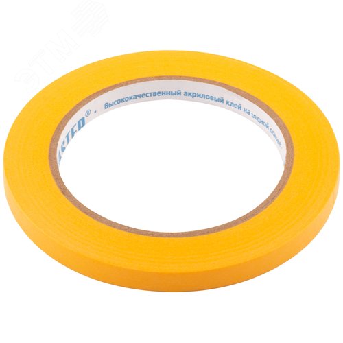 Изображение товара Лента малярная золотистая, рисовая бумага, термостойк. до 120°C, УФ-стойкость до 30 дней, 9 мм х 50 м (шт)