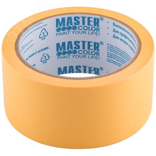 Изображение товара Лента малярная золотистая, рисовая бумага, термостойк. до 120°C, УФ-стойкость до 30 дней, 48 мм х 25 м (шт)