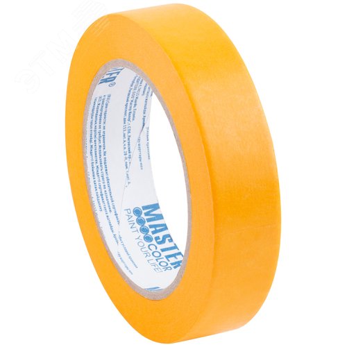 Лента малярная золотистая, рисовая бумага, термостойк. до 120°C, УФ-стойкость до 30 дней, 25 мм х 50 м - фото 4