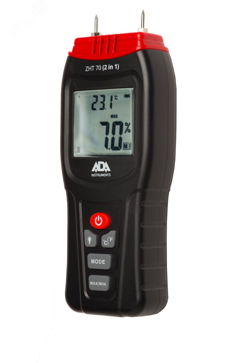 Измеритель влажности и температуры контактный ZHT 70 2 in 1 древесина, стройматериалы, температура воздуха А00518 ADA - превью 4