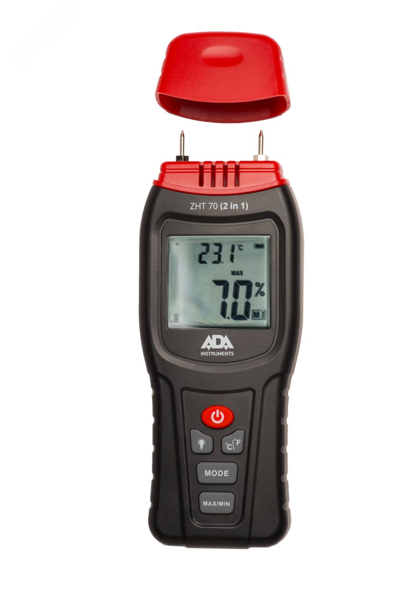 Измеритель влажности и температуры контактный ZHT 70 2 in 1 древесина, стройматериалы, температура воздуха А00518 ADA - превью 5