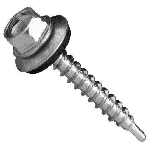Саморез кровельный 4.8х25 ZN с шестигранной       головкой и сверлом, и шайбой EPDM