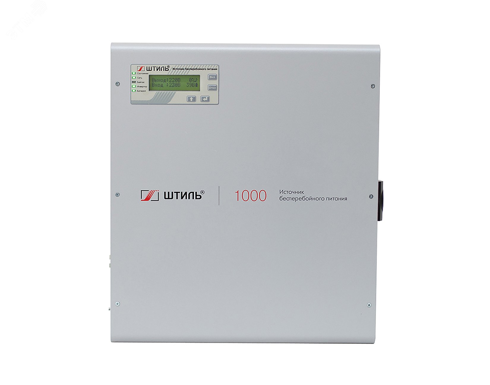 Изображение товара Источник бесперебойного питания Online настенный 1000 ВA/900 Вт, 1Ф/1Ф, ЖК-дисплей, с АКБ, 3х12В/9Ач, EURO F-type с заземлением (2 шт.), з/у 1А (шт)