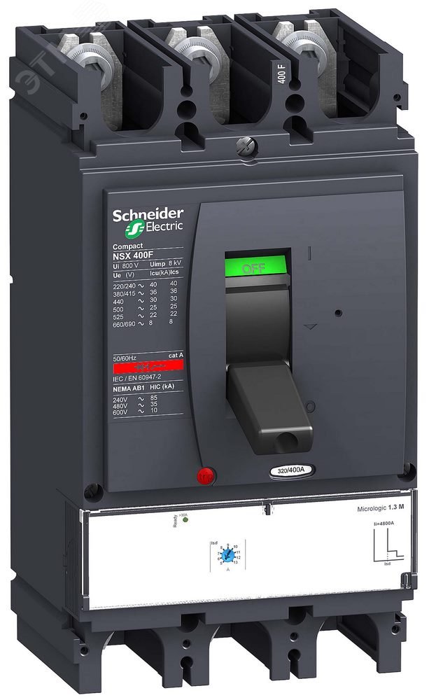 Выключатель автоматический 3П3Т MICROLOGIC 1.3 M 320A NSX400N LV432749 Schneider Electric - превью 4