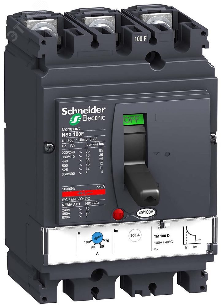 Выключатель автоматический NSX100F TM100D 3P3D термомагнитный расцепитель LV429630 Schneider Electric - превью 5