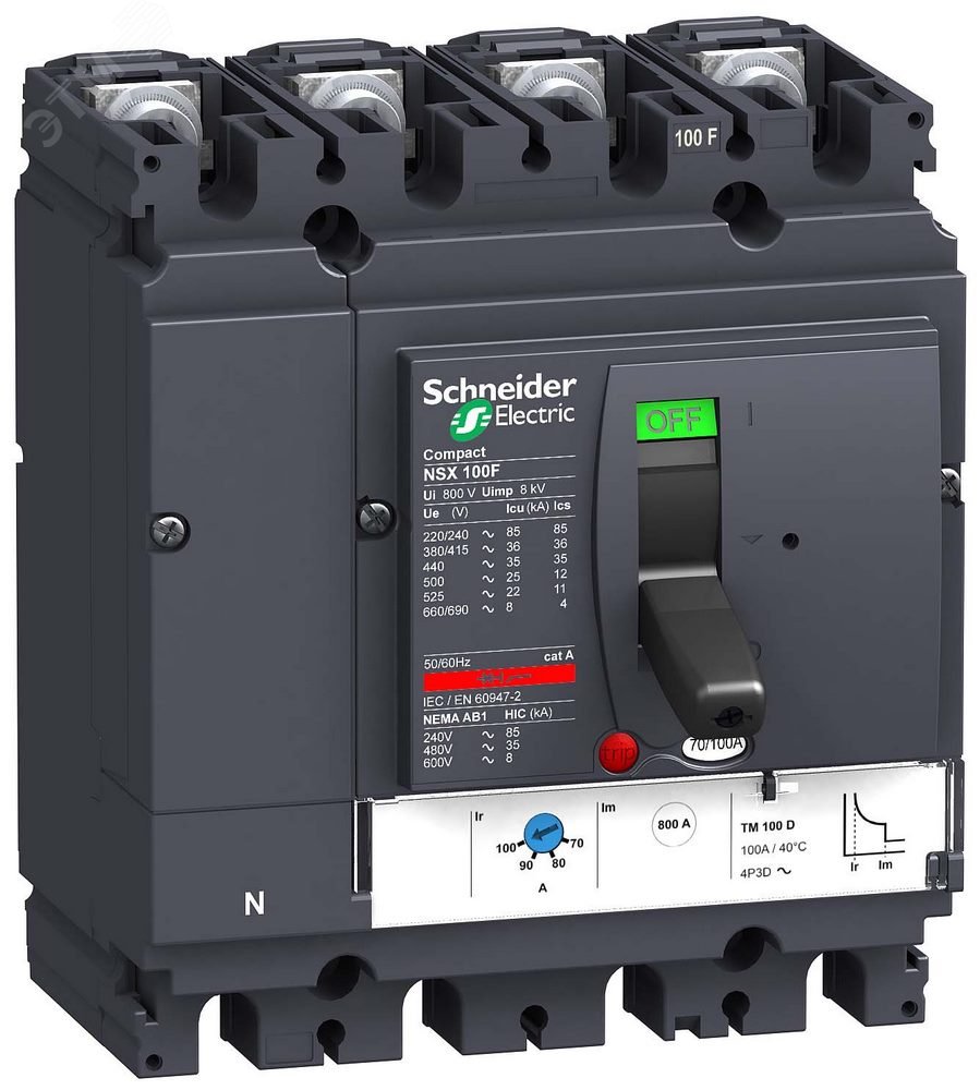Выключатель автоматический 4П4T TM100D NSX100F LV429650 Schneider Electric - превью 5