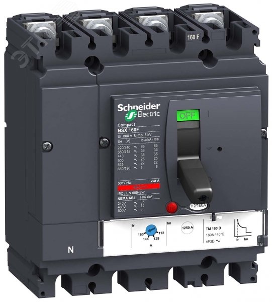 Выключатель автоматический 4П4T TM160D NSX160N LV430860 Schneider Electric - превью 2