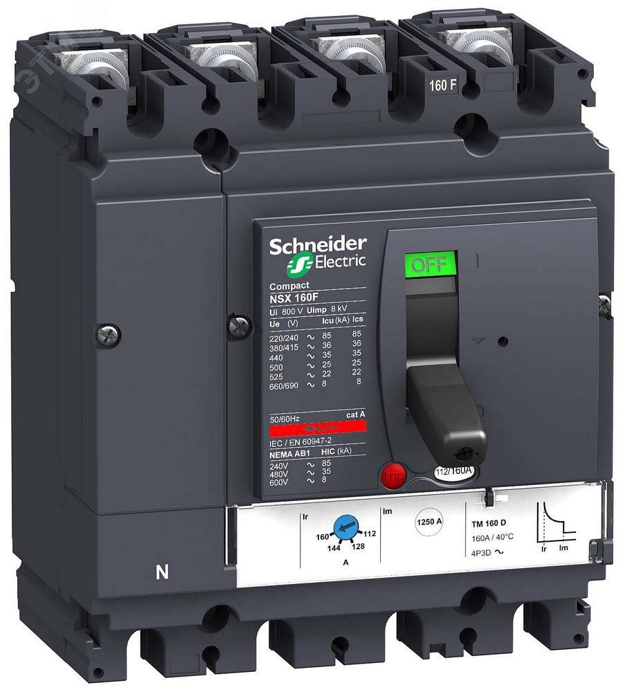 Выключатель автоматический 4П4T TM160D NSX160N LV430860 Schneider Electric - превью 4