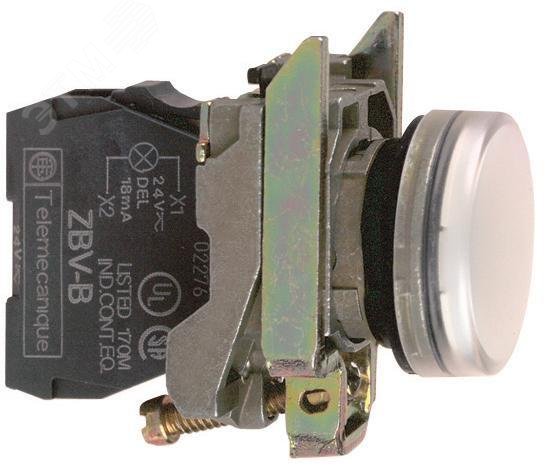 Лампа сигнальная 22мм 24в светодиодная белая XB4BVB1 Schneider Electric - превью 4
