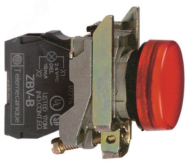 Лампа сигнальная 22мм 24в светодиодная красная XB4BVB4 Schneider Electric - превью 3