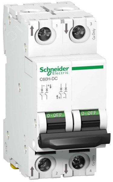Выключатель автоматический двухполюсный 1А C C60H-DC 500В DC A9N61521 Schneider Electric - превью 3