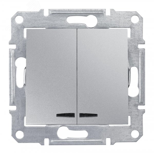 Sedna Выключатель двухклавишный с подсветкой в рамку алюминий схема 5 SDN0300360 Schneider Electric - превью
