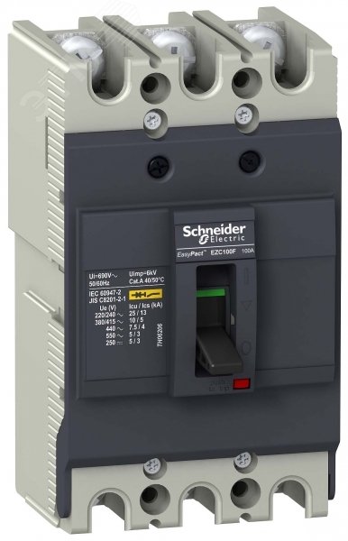 Выключатель автоматический трехполюсный 50А 10кА EZC100F EZC100F3050 Schneider Electric - превью