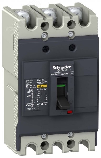 Выключатель автоматический трехполюсный EZC100N 80А 18кА EZC100N3080 Schneider Electric - превью 2