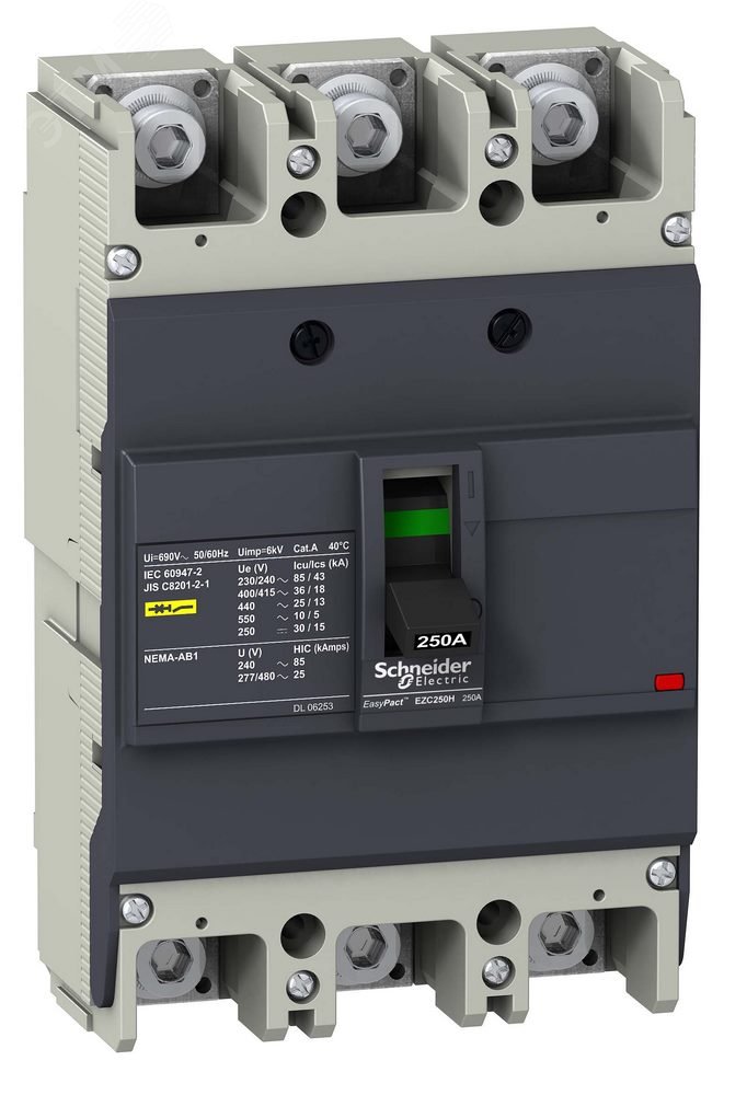 Выключатель автоматический трехполюсный EZC250 36 KA/415В 3Т 100 A EZC250H3100 Schneider Electric - превью 3