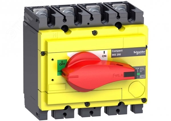 Выключатель-разъединитель INS250 4п красная рукоятка/желтая панель 31127 Schneider Electric - превью 3