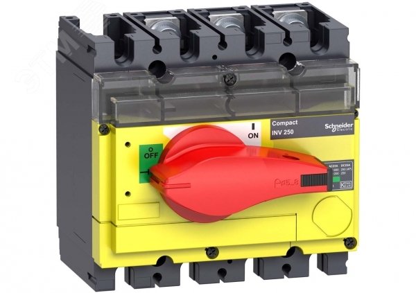 Выключатель-разъединитель INV160 3п красная рукоятка/желтая панель 31184 Schneider Electric - превью 4