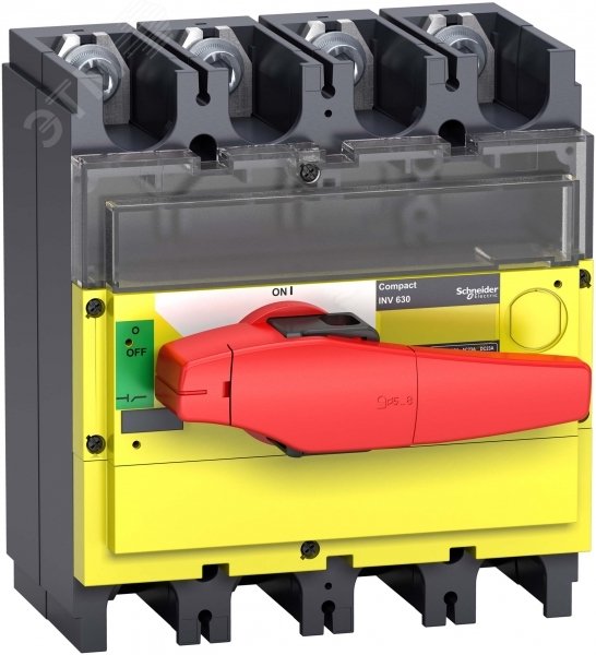 Выключатель-разъединитель INV400 4п красная рукоятка/желтая панель 31191 Schneider Electric - превью 3