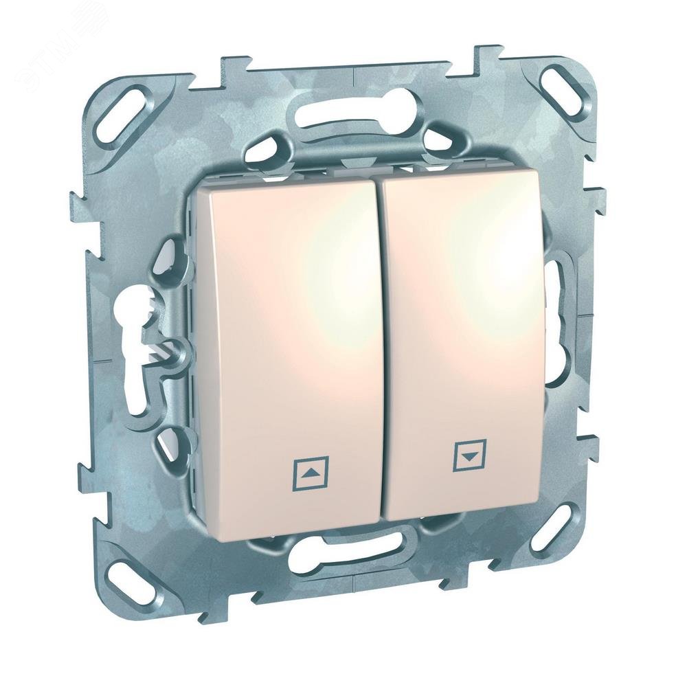 UNICA Выключатель для жалюзи нажимной в рамку бежевый MGU5.207.25ZD Schneider Electric - превью 4