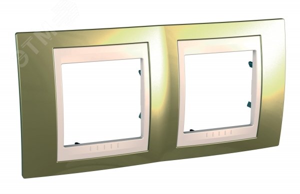 Рамка 2 поста золото/бежевая вставка MGU66.004.504 Schneider Electric - превью 2