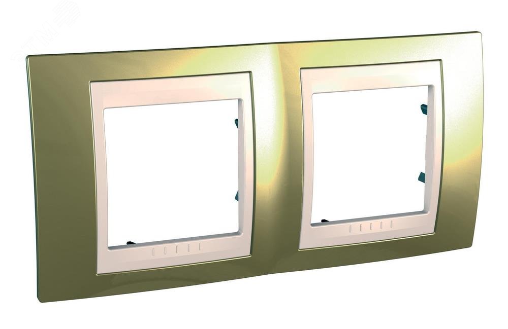 Рамка 2 поста золото/бежевая вставка MGU66.004.504 Schneider Electric - превью 4