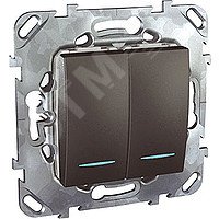 UNICA Выключатель двухклавишный с индикацией в рамку черный MGU5.0101.12NZD Schneider Electric - превью 4
