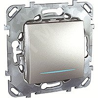 UNICA Выключатель кнопочный с индикацией алюминий MGU5.206.30NZD Schneider Electric - превью 6