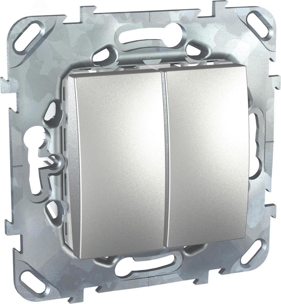 UNICAtop Переключатель двухклавишный в рамку      алюминий MGU5.213.30ZD Schneider Electric - превью 5
