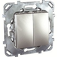 UNICAtop Переключатель двухклавишный в рамку      алюминий MGU5.213.30ZD Schneider Electric - превью 6
