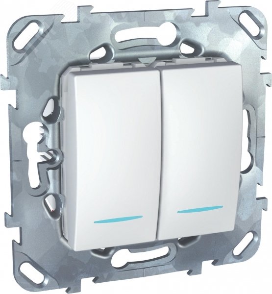 UNICA Переключатель двухклавишный с индикацией в рамку белый MGU5.0303.18NZD Schneider Electric - превью 3