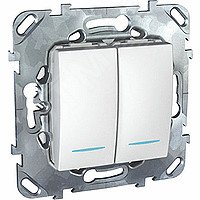 UNICA Переключатель двухклавишный с индикацией в рамку белый MGU5.0303.18NZD Schneider Electric - превью 6