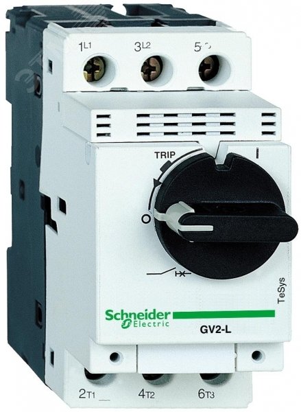 Выключатель автоматический для защиты электродвигателей 4А GV2 управление ручкой винтовые зажимы магнитный расцепитель GV2L08 Schneider Electric - превью