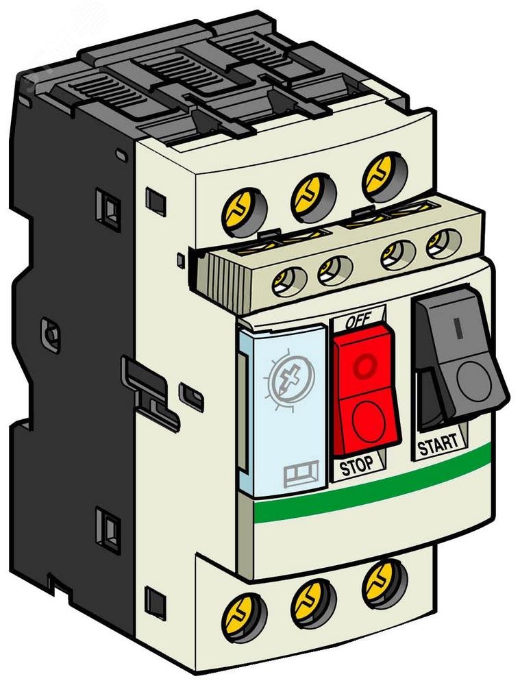 Выключатель автоматический для защиты электродвигателей 1-1.6А с комбинированным расцепителем встроенный контактный блок GV2ME06AE11TQ Schneider Electric - превью 3