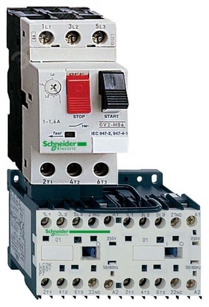 Выключатель автоматический для защиты электродвигателей АД TeSys 1-1.6А 220В AC GV2ME06K2M7 Schneider Electric - превью 2