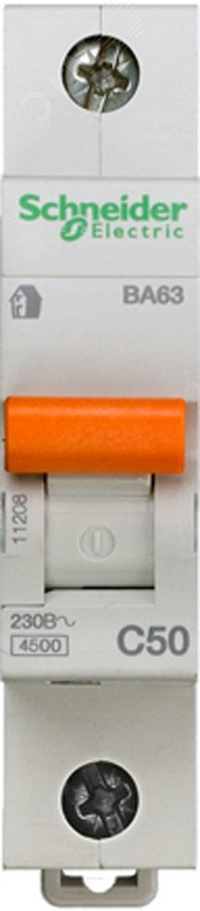 Выключатель автоматический однополюсный 50А С ВА63 4.5кА 11208 Schneider Electric - превью 2