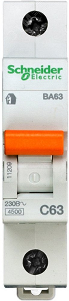 Выключатель автоматический однополюсный 63А С ВА63 4.5кА 11209 Schneider Electric - превью