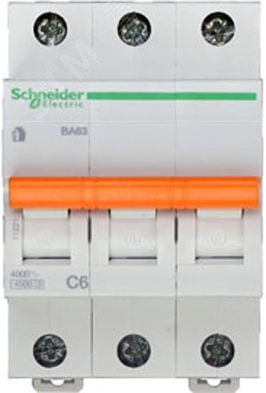 Выключатель автоматический трехполюсный 6А С ВА63 4.5кА 11221 Schneider Electric - превью 5