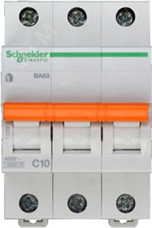 Выключатель автоматический трехполюсный 10А С ВА63 4.5кА 11222 Schneider Electric - превью 4