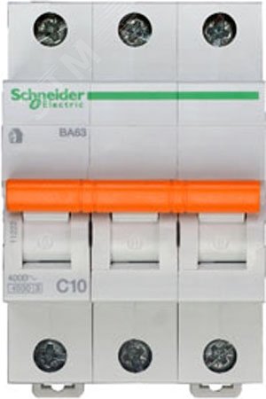 Выключатель автоматический трехполюсный 10А С ВА63 4.5кА 11222 Schneider Electric - превью 5
