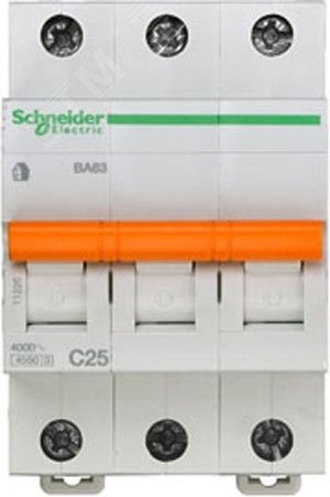 Выключатель автоматический трехполюсный 25А С ВА63 4.5кА 11225 Schneider Electric - превью 4