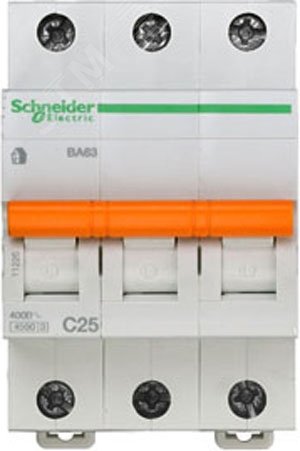 Выключатель автоматический трехполюсный 25А С ВА63 4.5кА 11225 Schneider Electric - превью 5