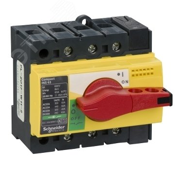 Выключатель-разъединитель INS63 3p красная рукоятка/желтая панель 28918 Schneider Electric - превью 6