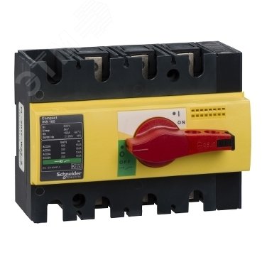 Выключатель-разъединитель INS160 3п красная рукоятка/желтая панель 28928 Schneider Electric - превью 6