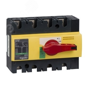 Выключатель-разъединитель INS160 4п красная рукоятка/желтая панель 28929 Schneider Electric - превью 6