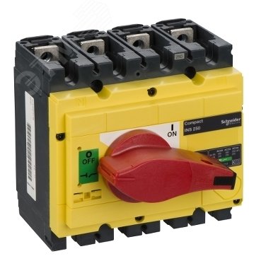 Выключатель-разъединитель INS250 4п красная рукоятка/желтая панель 31127 Schneider Electric - превью 5