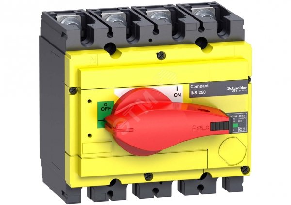 Выключатель-разъединитель INS250 4п красная рукоятка/желтая панель 31127 Schneider Electric - превью